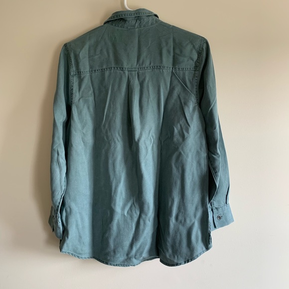 Old Navy women green/gray tencel button down shirt - Picture 3 of 3